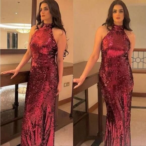 NWT ZARA  LONG SEQUIN RED DRESS  - Picture 8 of 13